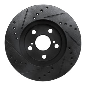 Toyota Celica Brake Rotor (1) - Front Right - R1 Concepts - Drilled & Slotted - Black - `94-`00